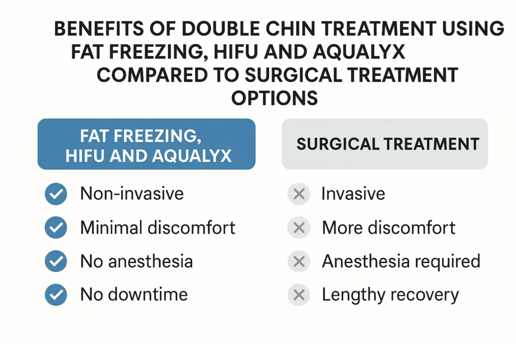 Graphic about the benefits of double chin treatment Oldham - from LA LIPO